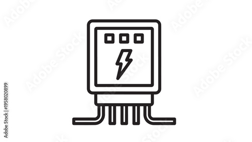 Circuit breaker icon with lightning symbol and multiple wires, representing electrical safety and power distribution