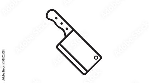 Cleaver knife outline with a simple black handle and three rivets, depicting a kitchen tool for chopping.