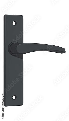 Black Minimalist Door Handle Lever Vector, Isolated on Transparent Background for Design and Illustration