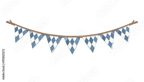 Blue Argyle Pattern Pennant Banner Vector with Transparent Background, Decorative Design for Celebrations and Events