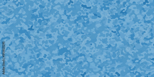 Abstract blue camouflage pattern with irregular organic shapes