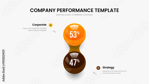 Educational Portfolio 2 Step Graph Slideshow Template. Marketing Insight Two Option Diagram Frame Design. Service Planning Slide Layout Vector Illustration.