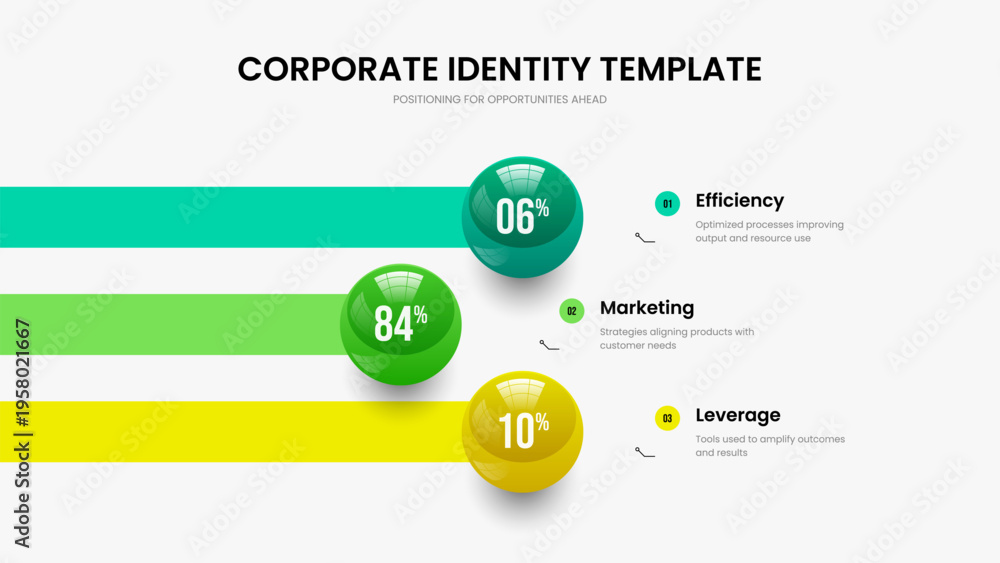 Fototapeta premium Minimal Plan Three Option Graph Slideshow Design. Enterprise Performance 3 Step Chart Slide Template. Market Overview Presentation Layout Vector Illustration.