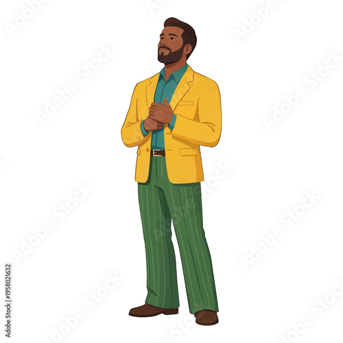 Businessman in Yellow Jacket and Green Pants Vector Illustration, Stylish Modern Character for Design