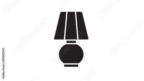 Lamp table silhouette with a spherical base and a conical shade, perfect for home decor or interior design graphics.