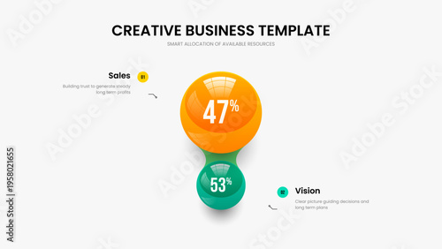 Consulting Portfolio 2 Element Graph Frame Template. Minimal Campaign Slide Design Vector Illustration. Professional Profile Two Step Infographic Slideshow Layout.