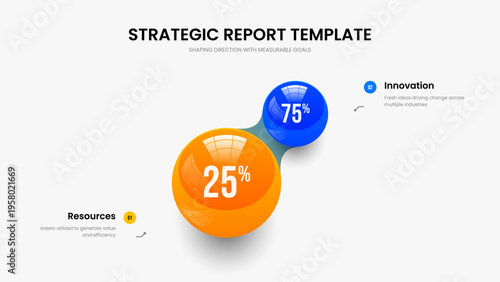 Financial Visualization Two Step Infographic Slide Design. Investor Performance Frame Template Vector Illustration. Minimalist Strategy 2 Option Diagram Presentation Layout.