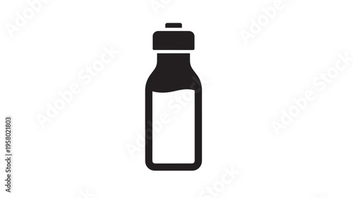 Bottle black icon with a white liquid level, representing a container for liquids. featuring fluid, simple, minimalist with graphic and symbol
