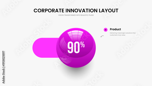 Company Analysis One Element Chart Slideshow Design. Investor Review Slide Layout Vector Illustration. Educational Strategy 1 Step Diagram Frame Template.