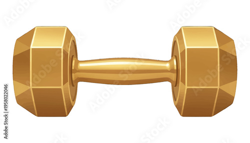 Gold Dumbbell Icon Vector, Fitness Equipment Weightlifting Isolated Symbol for Sports and Gym Apps