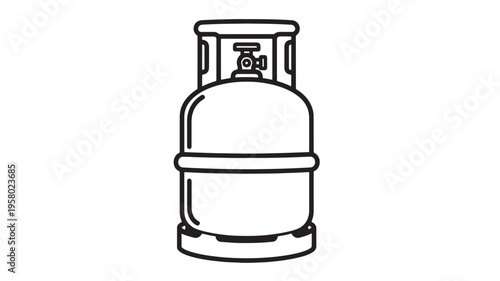 Propane cylinder icon with a simple line drawing and a central valve for gas fuel storage and transportation