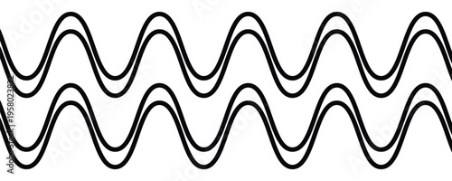 Sinusoidal wave signals. Parts of a wave. Scientific resources for teachers and students. Four periods. Sine wave vector illustration.