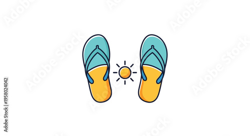 Vector illustration of flip flops and sun