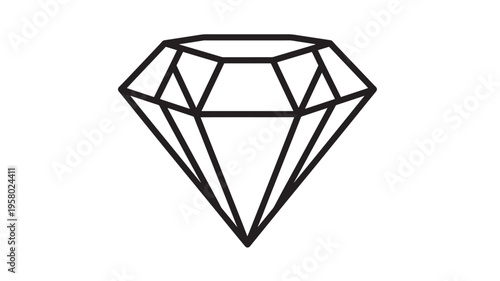 Diamond icon with faceted geometric cut and clear outlines, symbolizing luxury and precious value, presented on a white background.