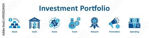 Investment Portfolio icon banner glyph color collection
