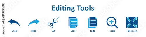 Editing Tools icon banner glyph color collection