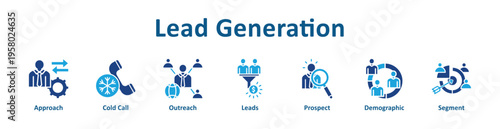 Lead Generation icon banner glyph color collection