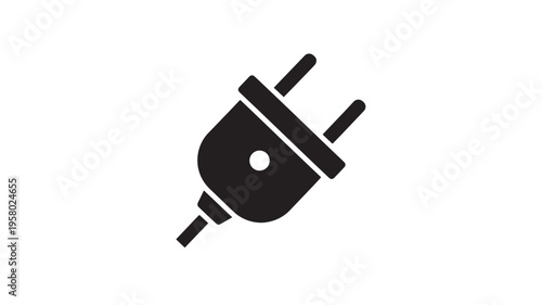 Plug black icon with two parallel prongs and a cord attached to the base, symbolizing electrical connection and power source.