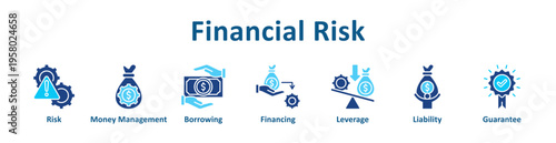Financial Risk icon banner glyph color collection