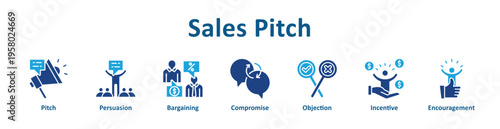 Sales Pitch icon banner glyph color collection