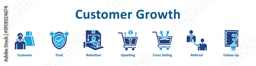 Customer Growth icon banner glyph color collection