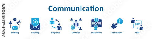 Communication icon banner glyph color collection