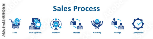 Sales Process icon banner glyph color collection
