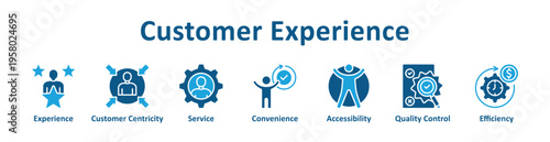 Customer Experience icon banner glyph color collection