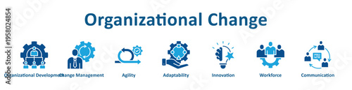 Organizational Change icon banner glyph color collection
