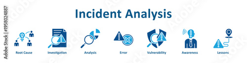 Incident Analysis icon banner glyph color collection