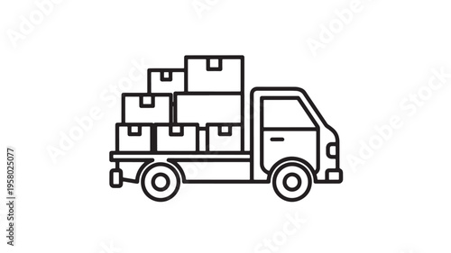 Delivery truck icon with stacked boxes in the cargo area, symbolizing logistics and transportation services.