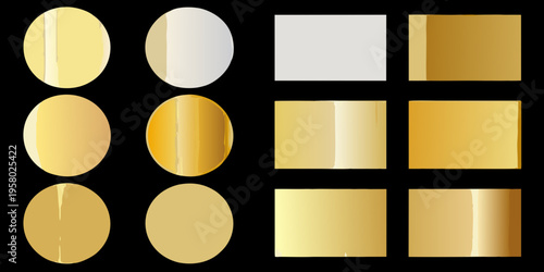 Geometric shapes displaying gradients of gold white and yellow hues