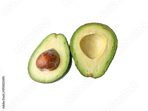 Fresh Halved Green Avocado with Pit Isolated