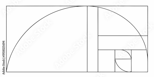 Geometric illustration of a golden ratio spiral within a rectangle