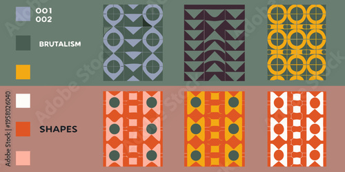 Geometric patterns and color blocks inspired by mid century modern design