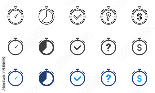 Stopwatch icon set.