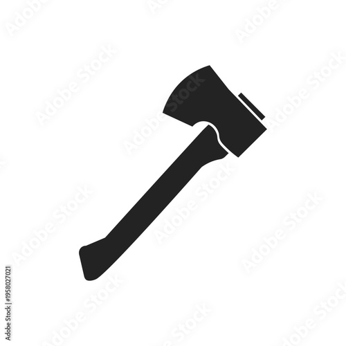 Isolated silhouette illustration of an axe with a wooden handle as a carpentry tools icon.