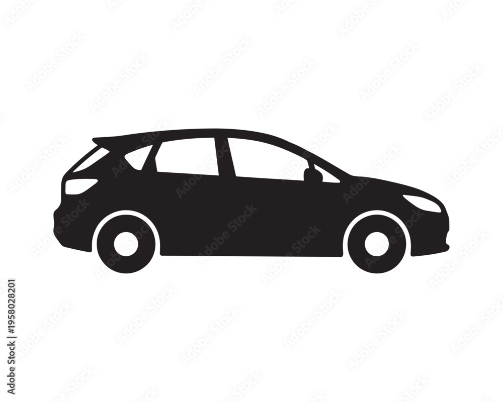 Fototapeta premium Hatchback car vehicle silhouette vector icon