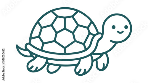 simple green turtle line art vector illustration on white background