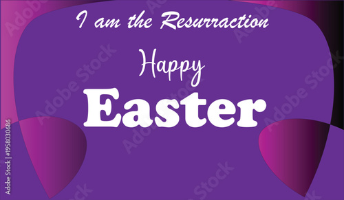 Religious Easter greeting with resurrection message and purple abstract background vector illustration