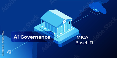 Illustration depicting ai governance mica and basel iti regulatory frameworks