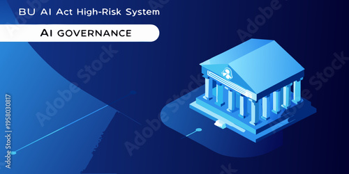 Ai governance illustration featuring a building with a technological aesthetic