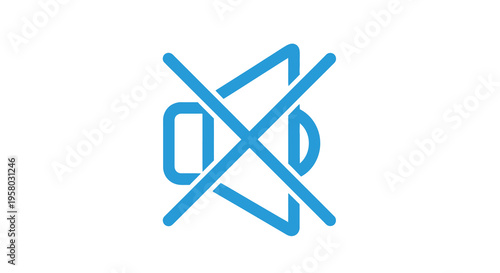 A blue stylized illustration of a muted or silenced megaphone icon is displayed high quality professional