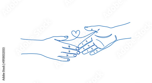 Two hands gently reaching towards each other with a heart drawn between them high quality professional