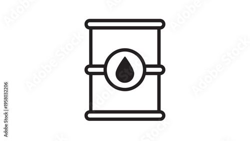 Oil barrel icon with a black drop symbol inside a circle, representing fuel or petrochemical industry services.