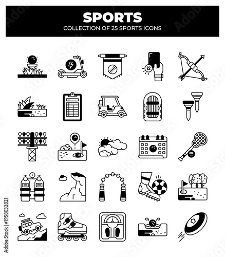 Collection of 25 Sports Icons. A Visual Guide to Various Sports and Activities