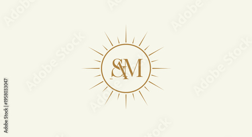 Vector sun logo with SM initials