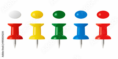 Colorful push pins arranged in a row showcasing various vibrant hues