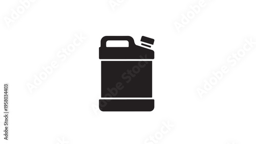 Jerrycan black icon with a handle and spout for storing and transporting liquids such as fuel or water.