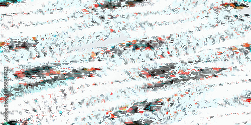 Abstract digital glitch art with scattered pixelated lines and colors